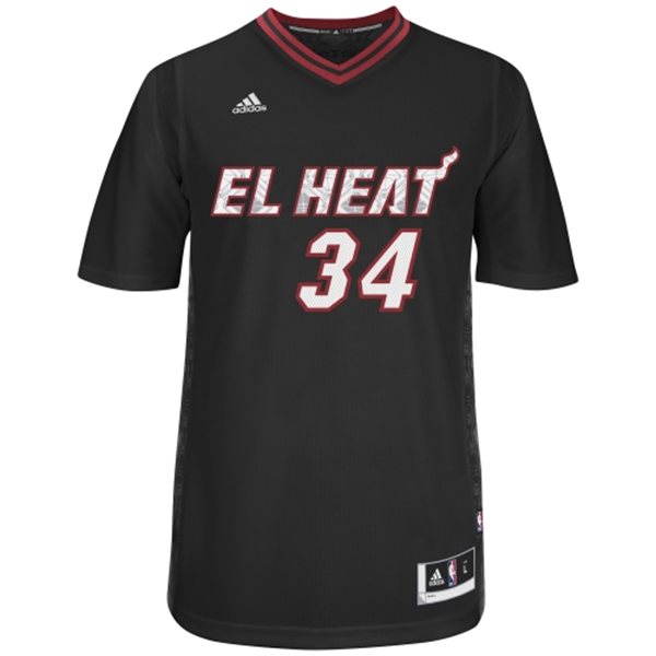 noches enebea heat #34 ray allen black jersey front